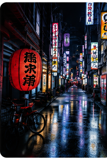 Gasse in Japan bei Nacht