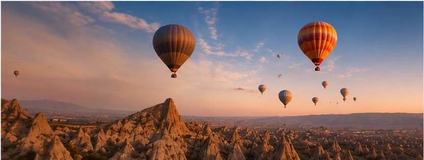 Ballonfahrt über den Bergen